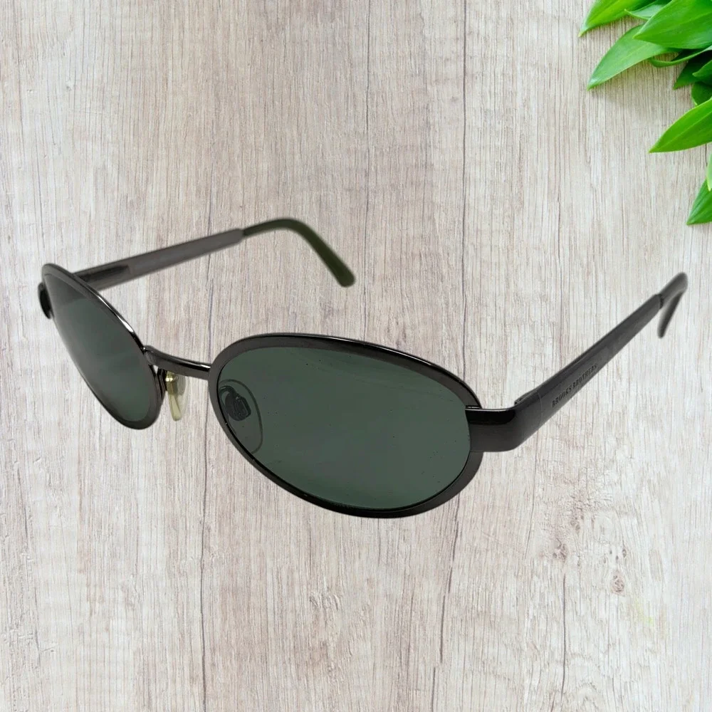 Brooks Brothers BB 199-S Sunglasses Matte Silver Black Oval Italy 1081/48 135